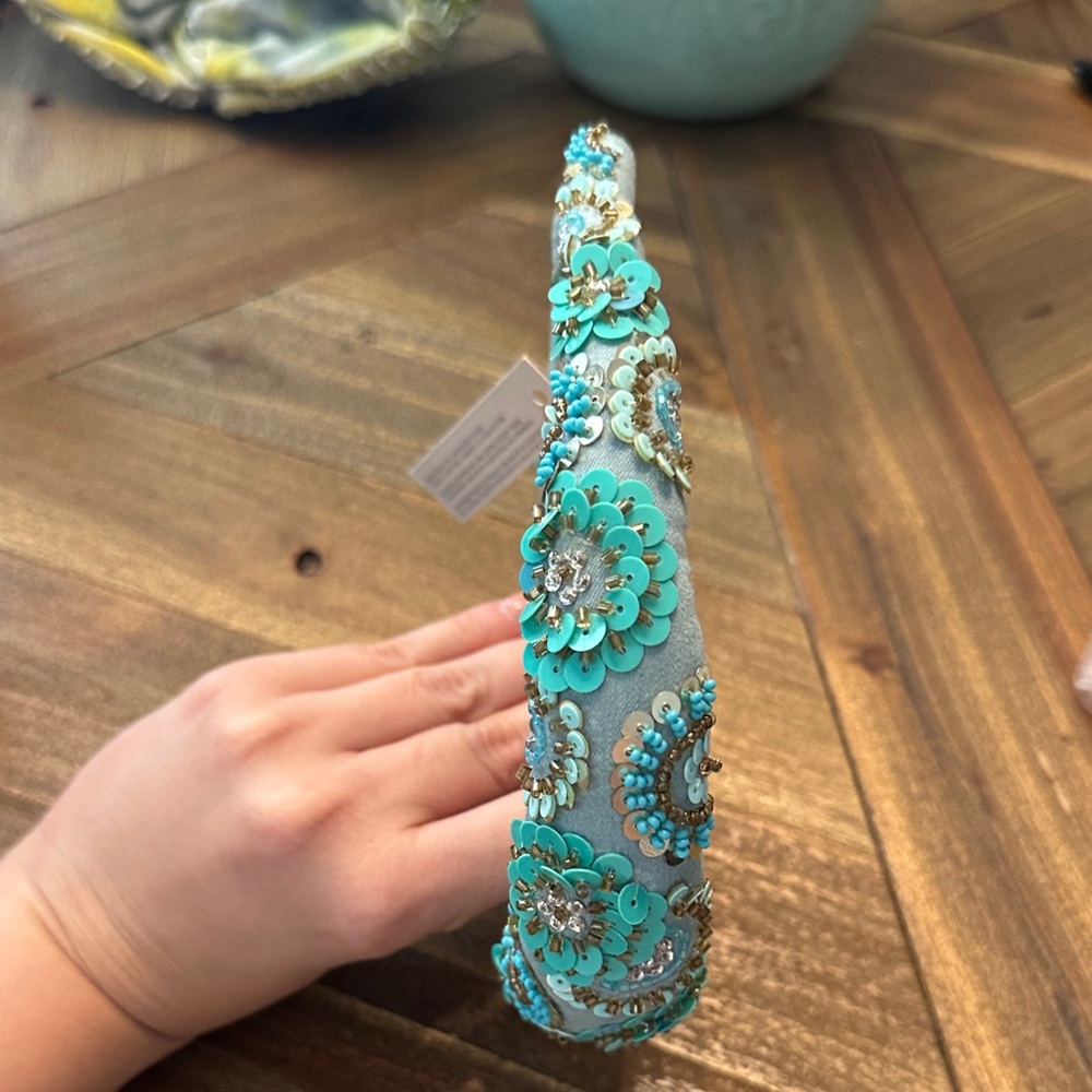 Floral Embellished Turquoise and Blue Headband by Deepa Gurnani NWT - Picture 10 of 10